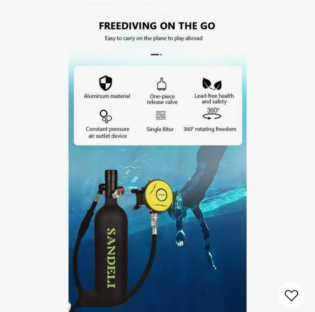 1L Diving Oxygen Cylinder Scuba Breathing Set Professional Diving Equipment Underwater Breathing for 15-20 Minutes