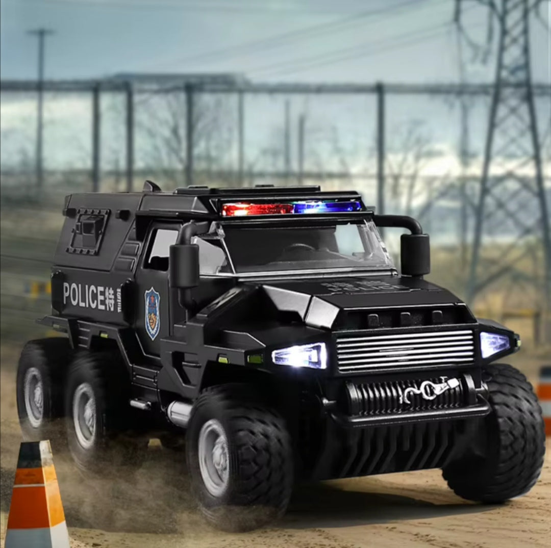 Police Truck Model Diecast Play Off-road Vehicle Sound and Light Sport Car Toys for Childrens