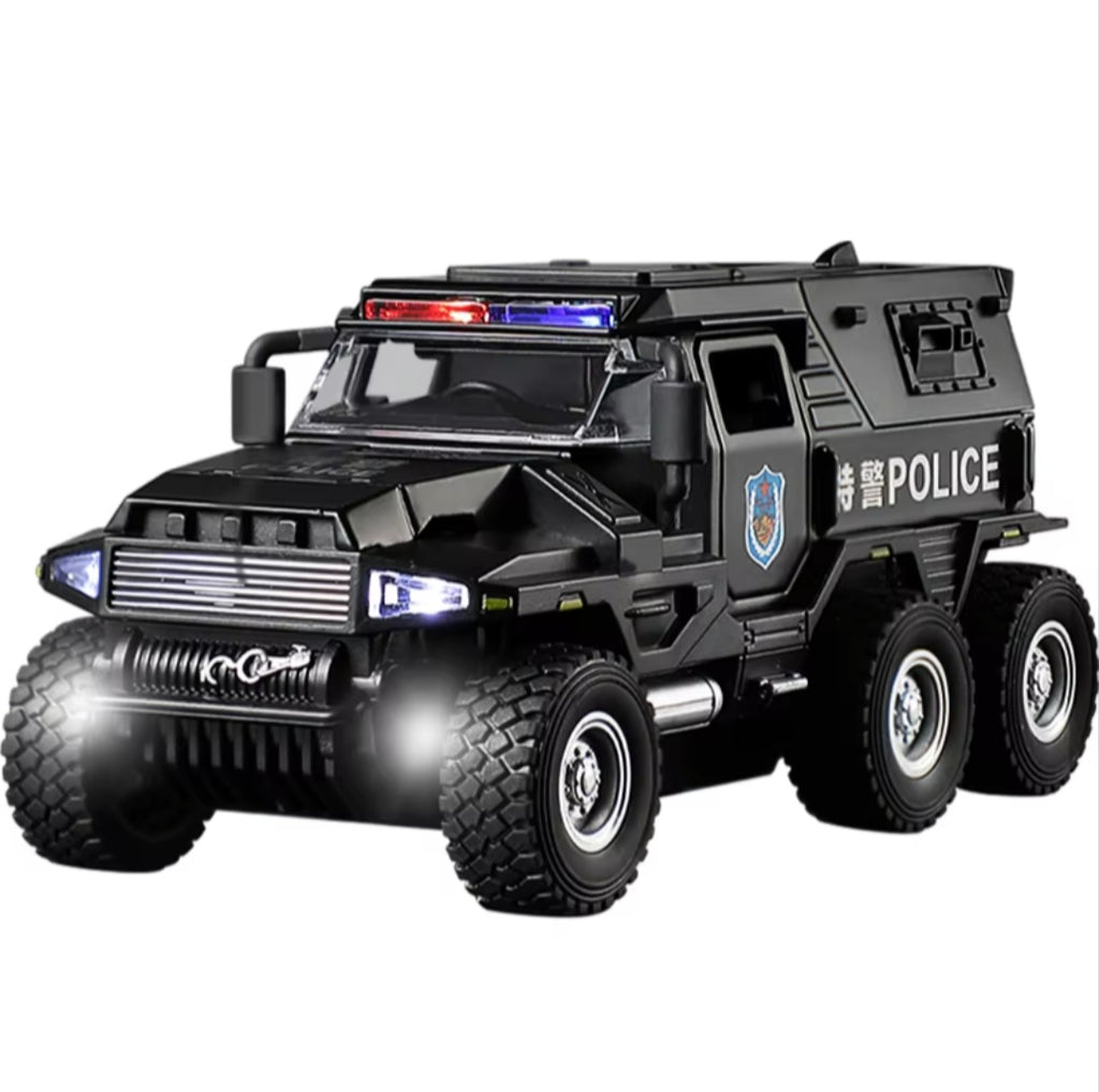 Police Truck Model Diecast Play Off-road Vehicle Sound and Light Sport Car Toys for Childrens