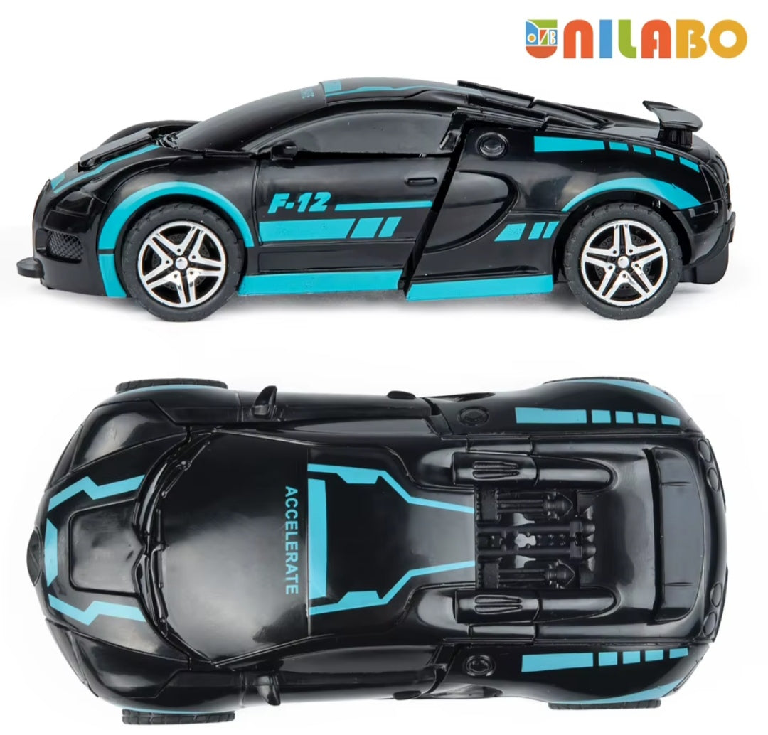 Transformable Robot Sports Car Toys, No Batteries, Educational Kids Gift, Colorful Model Vehicle for Play Learning