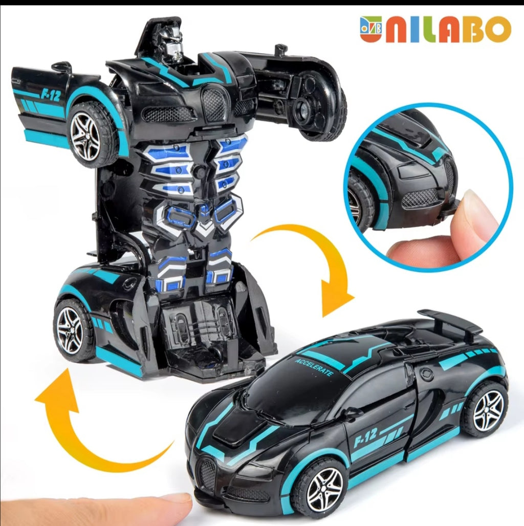Transformable Robot Sports Car Toys, No Batteries, Educational Kids Gift, Colorful Model Vehicle for Play Learning