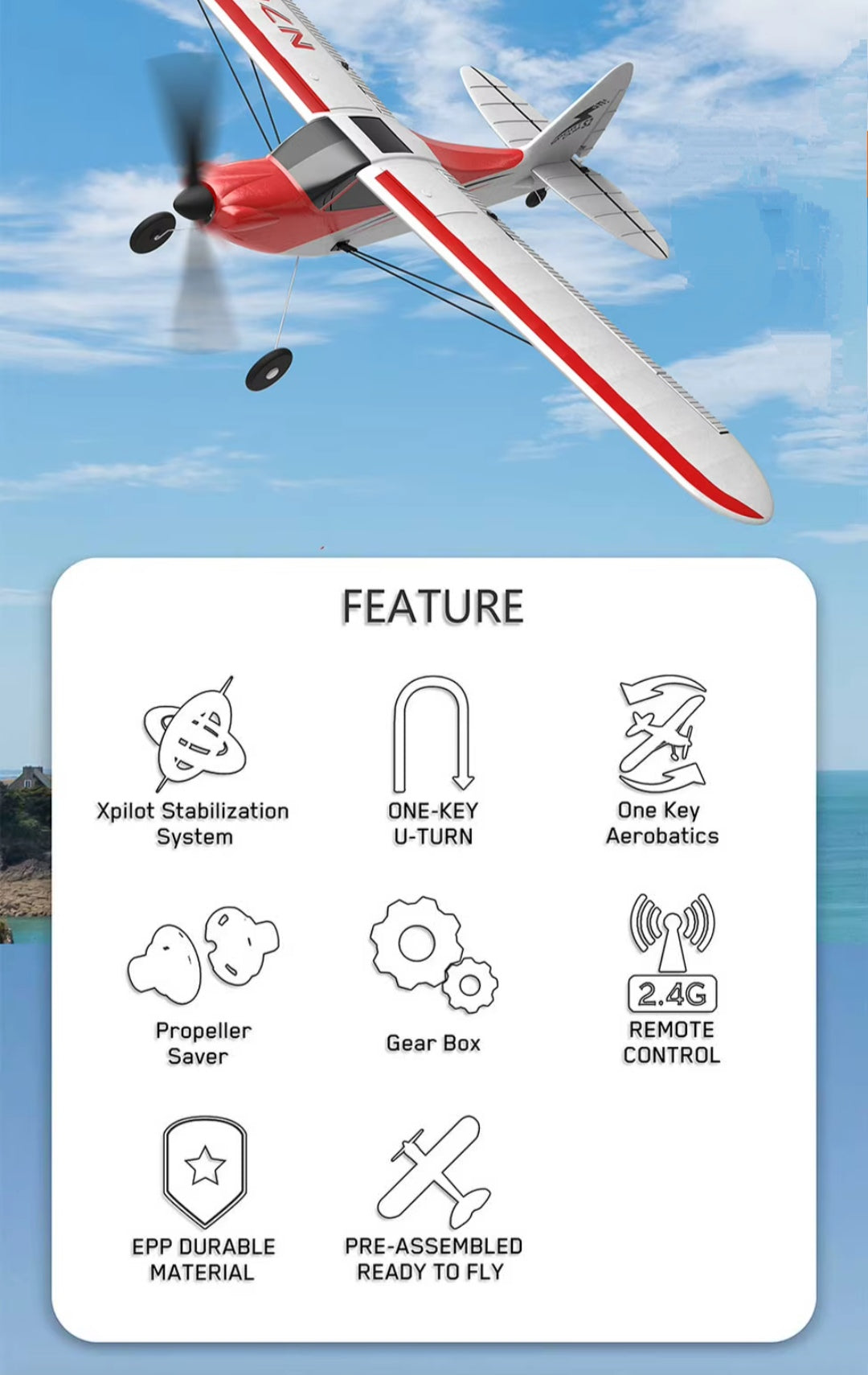 Radio Control Rc Plane with Gyro for Kids and Adults